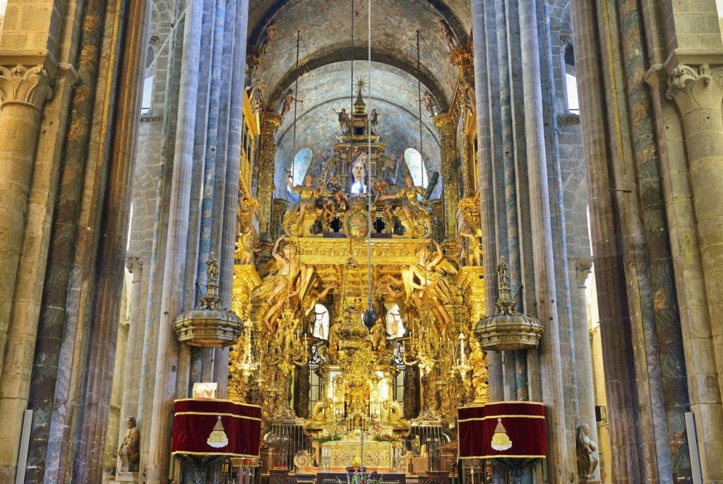 Main Altar mass in Santiago De Compostela Cathedral Joe Walsh Tours Pilgrimages travel